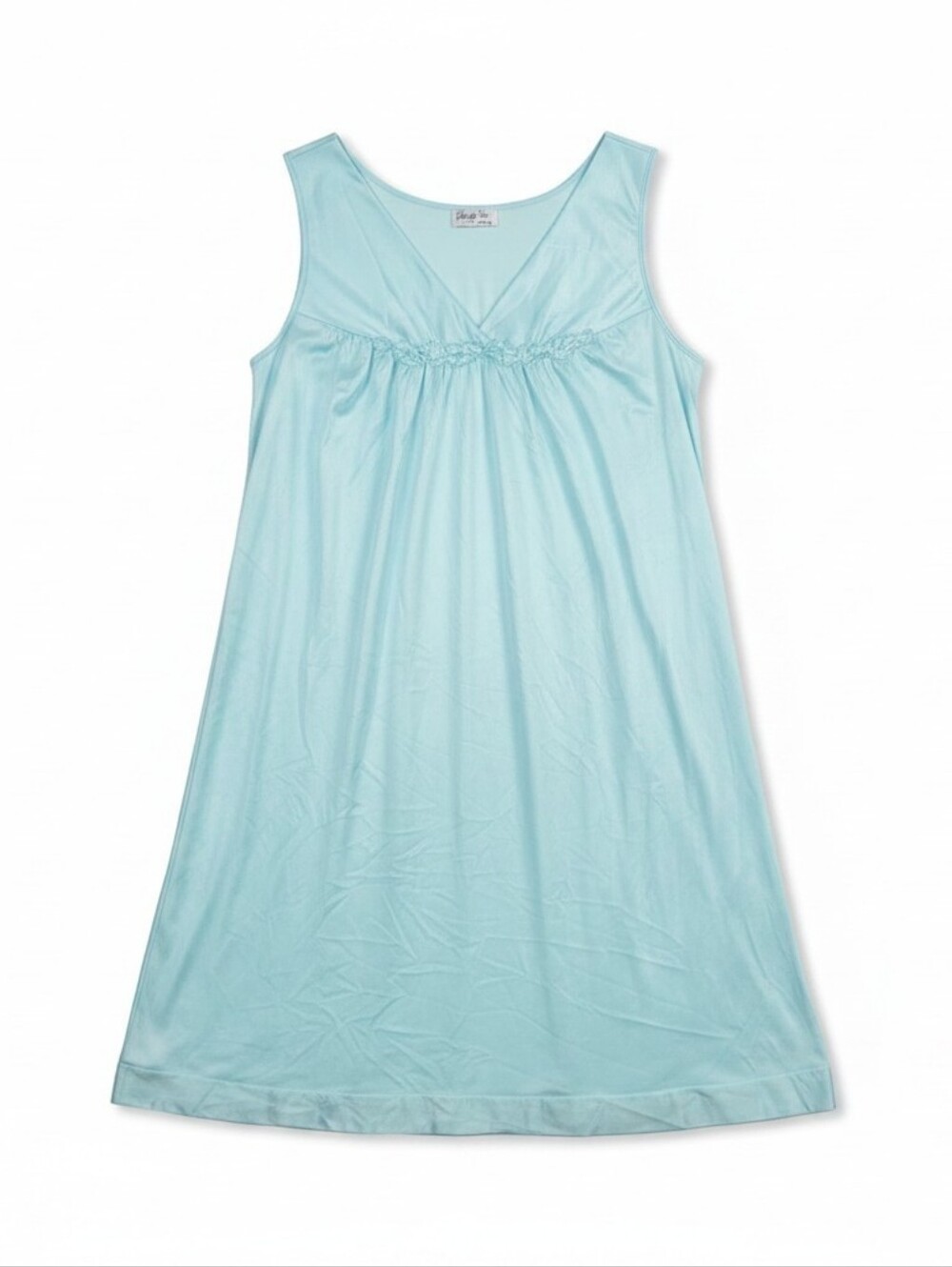 Vintage Vanity Fair Aqua Nightgown XL Made USA Sleeveless Lounge Sleep Dress Sof